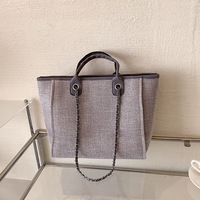 Sac fourre-tout en toile de différentes tailles, grande capacité, pour femmes, loisirs, extérieur, sac à bandoulière, sac à main avec chaîne