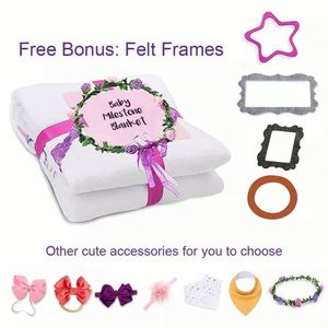 Custom 3D Digital Printing Monthly Flannel <b>Milestones</b> Flower <b>Milestone</b> <b>Blanket</b> With Accessories - Product Image 5
