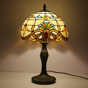Lámpara de Mesa Mediterránea de Vidrio Tiffany de 12 Pulgadas LongHuiJing para Sala de Estar, Lámpara de Escritorio LED - Product Image 1