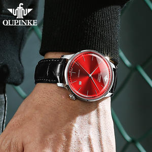 Oupinke 3269 도매 운동 원래 브랜드 자동 가죽 스트랩 비즈니스 5ATM 방수 빛나는 남자 기계 시계 - Product Image 3