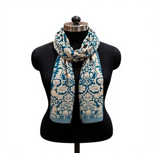 Women's Luxury <b>Floral</b> Digital Print Lightweight Long Silk <b>Scarf</b> Reversible Summer Daily Wear Viraak Exports From Uttar Pradesh - Product Image 1