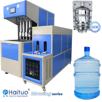 Machine de soufflage semi-automatique Haituo 20L pour bouteilles PET avec moteur et pompe PLC pour bidons d'eau de 5 gallons
