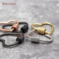 FC26945 Fermoir mousqueton à vis micro-pavé CZ en forme de cœur pour la fabrication de colliers et bracelets, apprêts de bijoux plaqués or