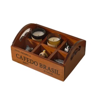 Caja de Almacenamiento de Madera con 6 Compartimentos, Organizador de Cosméticos de Escritorio con Asa Retro, Bandeja Multicompartimentos de Madera Sólida - Product Image 3