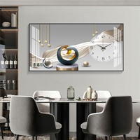 Horloge Murale Artistique Moderne de Luxe, Décoration de Restaurant, Cadre en Porcelaine Cristalline, Tableau Horloge Peinture, Horloge Murale Artistique