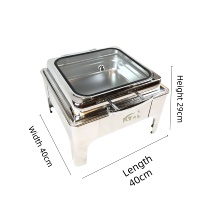 Chauffe-plats carré de luxe en acier inoxydable de 6 L pour buffet, ensemble de plats chauds hydrauliques pour hôtels et restaurants Kuntai