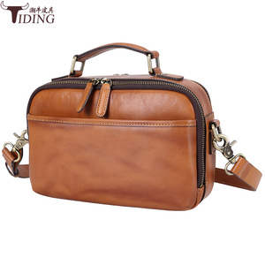 Sac bandoulière en cuir véritable Tiding marron unisexe avec sangle amovible, sac à main décontracté pour l'extérieur - Product Image 3