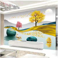 Tissu mural moderne, écologique, antistatique, imperméable et ignifuge pour peinture paysagère, idéal pour le fond de salon/chambre à coucher domestique