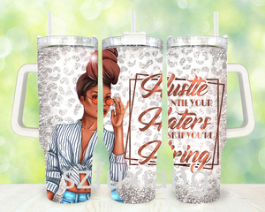 Vaso IND de dibujos animados personalizado con aislamiento portátil de 40 oz del Día de las enfermeras de estilo americano con mango y pajita - Product Image 4