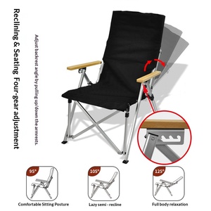 Fauteuil de plage pliable exquis en alliage d'aluminium, réglable, multi-positions, pliable, portable, pour le camping en plein air - Product Image 6