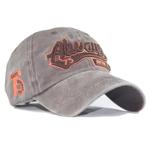 빈티지 카우보이 클래식 야구 모자 뜨거운 판매 사용자 정의 3D 자수 로고 곡선 테두리 남여 야구 모자