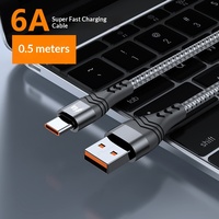 Kabel Data Pengisian Cepat Tipe-C 6A untuk / Android 100W Nylon Braided Aluminium Alloy PD100W 5A Kabel Data Pengisian Cepat Tipe-C