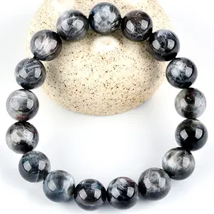 定制设计顶级品质半宝石天然巴西三圆黑色主干Starlite水晶串珠手链