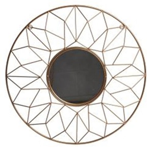 Modern Round Metal Wall Mirror with Geometric <b>Wire</b> Frame Decorative Design - Product Image 1