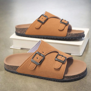Sandales plates d'été pour femmes, légères, antidérapantes, pantoufles d'extérieur confortables en daim pour la plage - Product Image 1