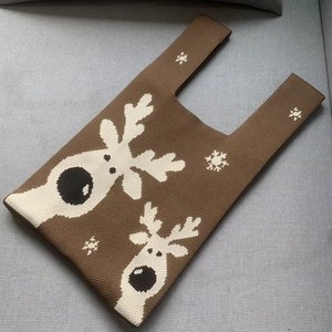 Bolsa de Regalo LANJO Chicapo con Diseño Navideño, Tejida a Crochet, de Tela No Tejida, con Asa de Punto de Ciervo Sika, para Niñas - Product Image 5