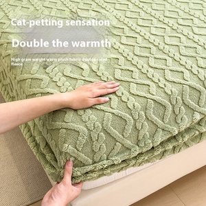 Funda de cama gruesa de invierno Juego de sábanas de lana con mechones, pieza única de lana Coral, funda de protección de colchón gruesa de invierno - Product Image 1