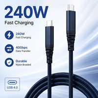 Cable USB 4.0 Tipo-C de 240W y 40GB, 1m, Recubrimiento de Níquel, Tela de Nailon, Carga Rápida de 5A, Duradero, Multifuncional, para Teléfono Móvil y Portátil