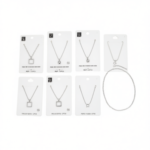 Collana in acciaio inossidabile con ciondolo a diamante, catena quadrata e rotonda, gioielli alla moda, set da 12 pezzi - Product Image 2