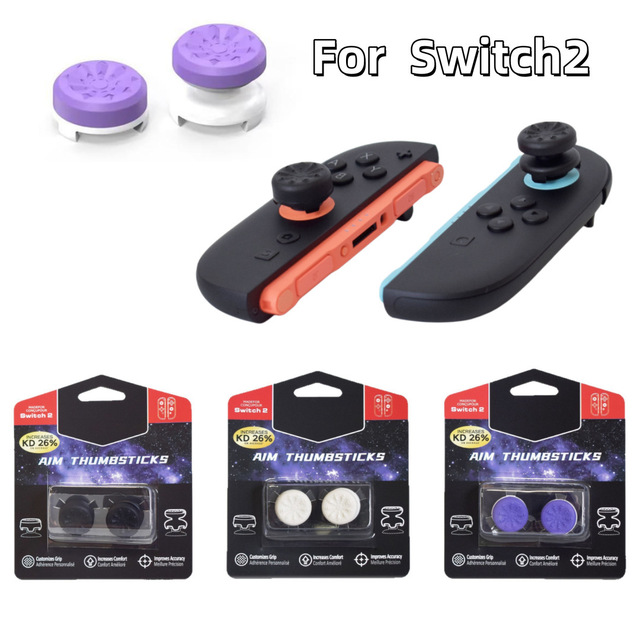 Thumb Grips for Nintendo Switch 2 Joy-Con & Switch Pro Controller Thumbstick Extenders 1 High-Rise 1 Mid-Rise