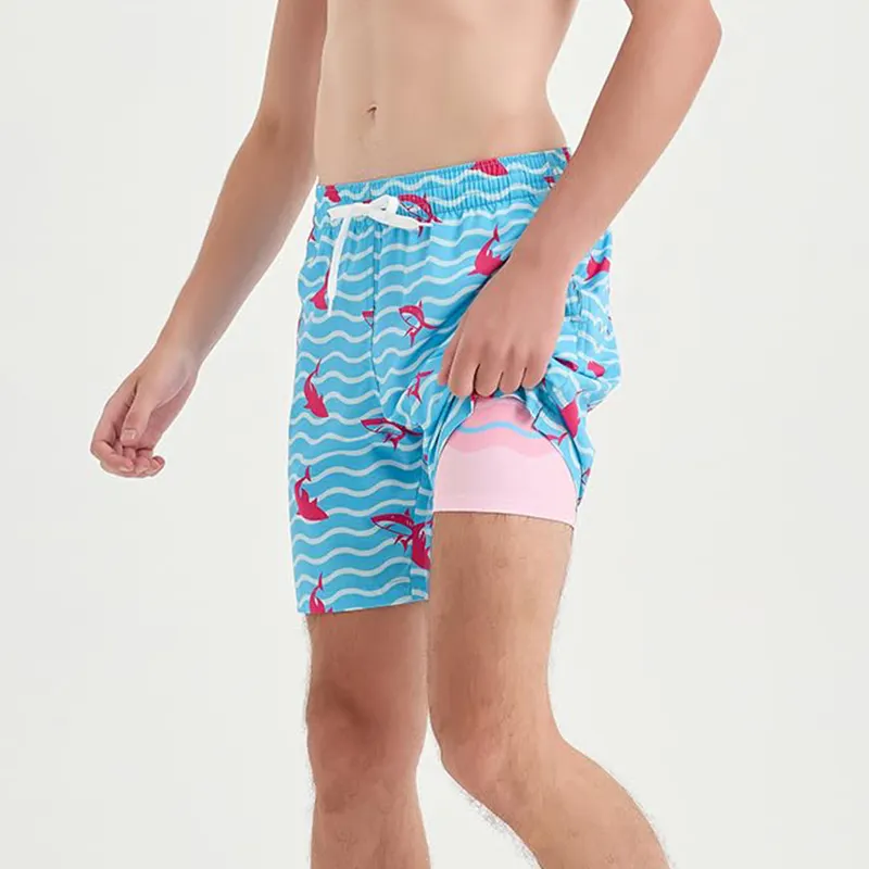 Thailand Schlussverkauf Strand-Surf-Zugband-Shorts individuelle Bademode für Herren Schnelltrocknend Schwimmen Trainingsbekleidung durchsichtige Bademode Herren