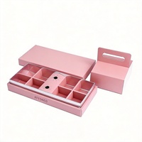 Boîtes à cupcakes et desserts roses en carton avec fenêtre, impression offset dorée personnalisée, 10 trous