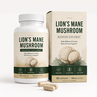 Cápsulas Nootrópicas de Melena de León al por Mayor, 1000mg, 30% Polisacáridos, para la Salud Cerebral y la Concentración, Marca Privada, 60 Unidades