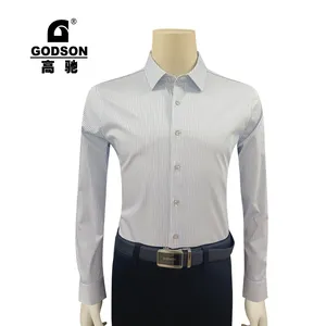 Groothandel Heren Lavendel Lange Mouwen Shirts Effen Stretch Formele Shirt Zakelijk Casual Button Down Shirt