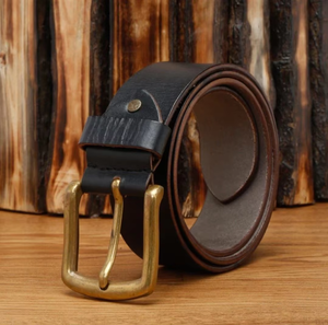 Ceinture en cuir véritable de qualité supérieure pour homme, boucle à ardillon classique cloutée, réglable, formelle et décontractée - Product Image 6
