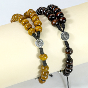 Pulsera de <span class=keywords><strong>Rosario</strong></span> con Cuentas de Madera Natural, Diseño 2026, Joyería Espiritual para Oración, Lista para Enviar - Product Image 5