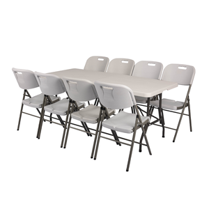 Venta al por mayor barato al aire libre blanco alquiler portátil largo comedor fiesta HDPE 6 pies <span class=keywords><strong>mesas</strong></span> <span class=keywords><strong>y</strong></span> <span class=keywords><strong>sillas</strong></span> plegables - Product Image 2