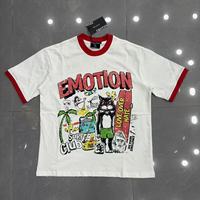 Supplier Terpercaya Harga Grosir Murah Kaos Putih Berkualitas Tinggi Lengan Pendek Katun Motif Kartun Custom MIXED EMOTION Kaos Pria