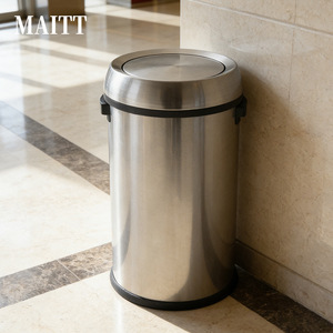 Customized round swing-lid trash cans, linerless stainless steel trash cans for sanitation and residential communities, <b>large</b> - Product Image 3