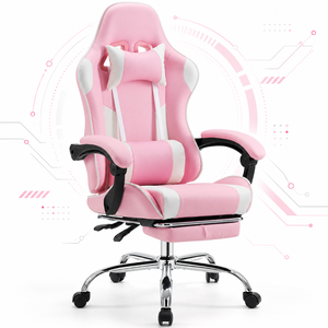 Silla de Juego Ergonómica con Reposapiés, Cuero PU, Reclinable, Soporte Lumbar, Reposacabezas, Reposabrazos Fijos, Refrigeración, Elevación de Gas de 3 Etapas - Product Image 3