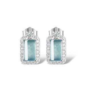 Boucles d'oreilles en bambou bleu jadéite naturelle S925 argent design original bijoux pour femmes style chinois <span class=keywords><strong>D785</strong></span> - Product Image 4