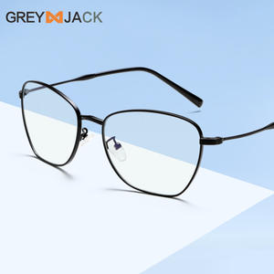 Lunettes d'ordinateur anti-lumière bleue Greyjack unisexe, monture en acier inoxydable noir, verres transparents, protection AC, été 2025 G040 - Product Image 1