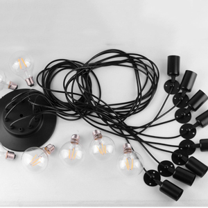 Lustre suspendu industriel vintage multi-bras en métal noir, design créatif, avec câble de suspension, pour restaurant - Product Image 3