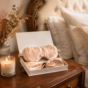 Custom Luxury Mulberry Silk <b>Sleep</b> Headband Hairband Eye <b>Mask</b> Set With Gift Box - Product Image 1