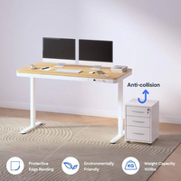 Bureau debout électrique 55 pouces avec tiroirs, assemblage rapide, plateau en érable et structure en acier blanc, design moderne pour bureau à domicile