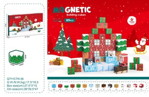 Blocs de <span class=keywords><strong>construction</strong></span> magnétiques pour enfants, cubes sur le thème de Noël, jouet de <span class=keywords><strong>construction</strong></span> créatif STEM, cadeau de vacances idéal pour les tout-petits - Product Image 3