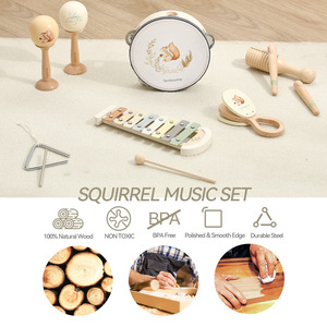Ensemble d'instruments de musique en bois en gros pour l'éducation précoce, jouet apaisant avec piano 8 octaves, tambourin et hochet, jouets musicaux - Product Image 4