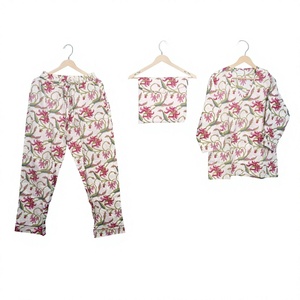 Conjunto de Pijama de Algodón 100% con Estampado Floral para Mujer, Manga Larga, Cuello en V, Cintura Elástica, Ropa de Dormir Informal, Suave y Transpirable, ART&ART Primavera - Product Image 1