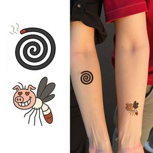 Tatuaggi temporanei colorati adesivo divertente bobina di zanzara e testa di maiale carino cartone animato tatuaggio impermeabile per la gamba del braccio del viso - Product Image 1