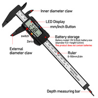 Digital Vernier Caliper with LCD Electronic Altimeter Micrometer Measuring Tool and Plastic Ruler 0-150mm & 0-100mm for DIY"
