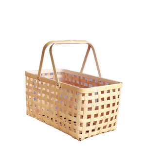 Handmade <b>Bamboo</b> Woven <b>Basket</b> Rectangle Storage <b>Basket</b> For Kitchen Vegetable Fruit Holder Natural Material Single Tier - Product Image 5