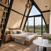 Kit de maison préfabriquée en bois, conteneur modulaire, moderne, étanche, mobilier familial de luxe, prix usine, type A-Frame