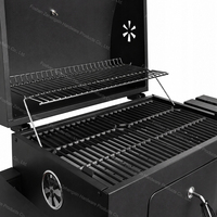 Barbecue rectangulaire au charbon de bois avec couvercle, thermomètre intégré, bac à cendres et roues mobiles pour jardin, patio, cour arrière