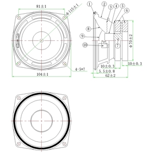 LS105T-2-R4 Loa 105mm 4ohm <span class=keywords><strong>20W</strong></span> 4inch đôi nam châm <span class=keywords><strong>woofer</strong></span> 91dB Nhà hát sử dụng loa 8.94V - Product Image 3