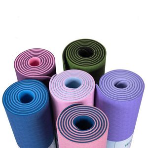 Thảm tập <span class=keywords><strong>Yoga</strong></span> <span class=keywords><strong>TPE</strong></span> hai lớp thân thiện với môi trường, chống trơn trượt, in logo tùy chỉnh, nhẹ, dùng cho phòng tập thể dục tại nhà - Product Image 1