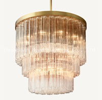 Lustre rectangulaire Ceilo moderne de luxe en laiton massif suspension en verre pour îlot de cuisine